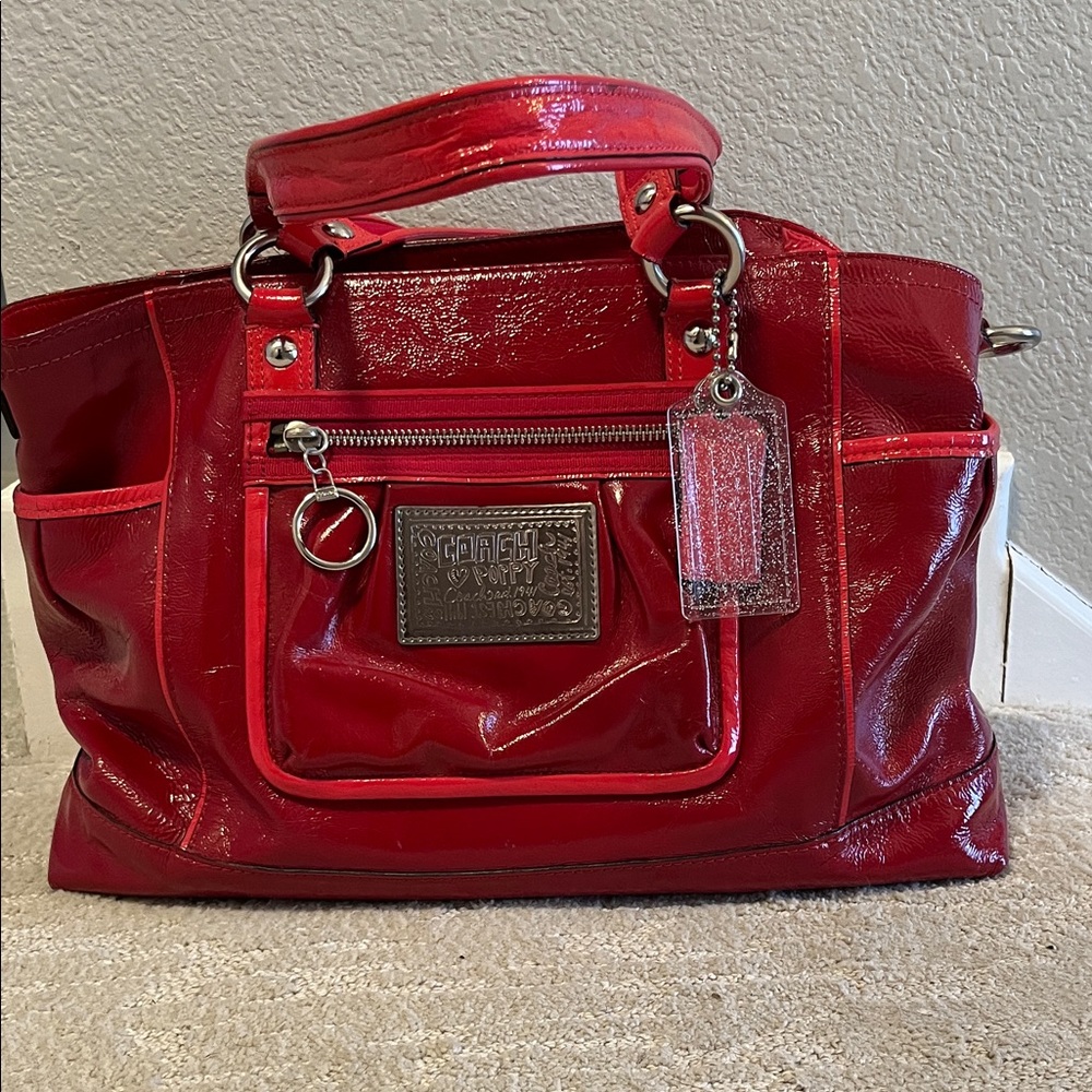 Coach Glossy Red Tote Bag